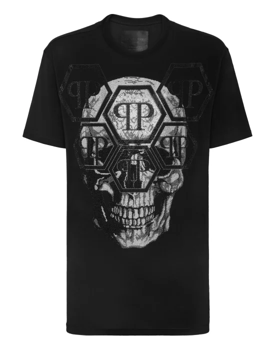 T-shirt Round Neck SS Skull with Crystals