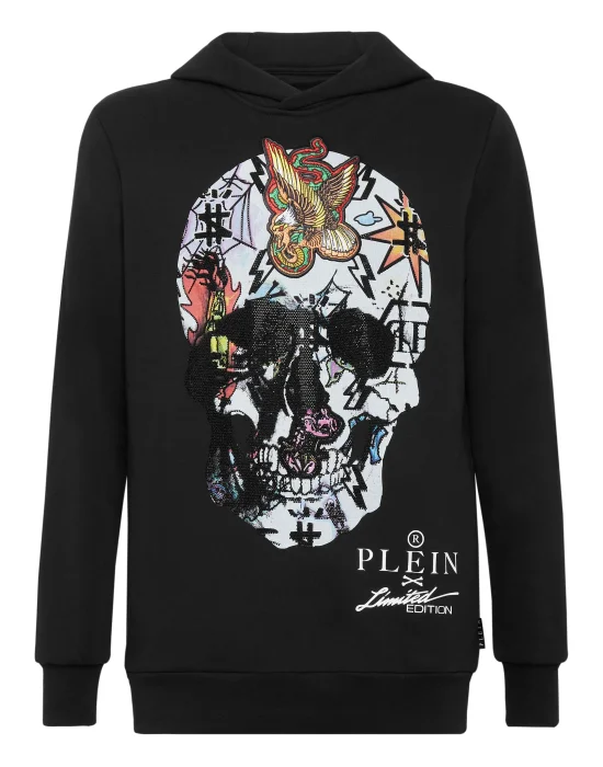 Hoodie sweatshirt Tattoo Skull strass