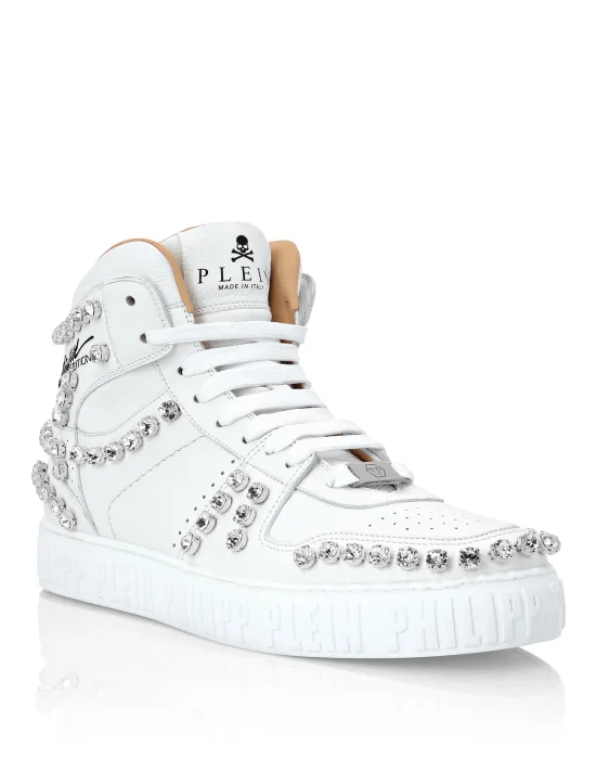 Leather Hi-Top Sneakers Crystal