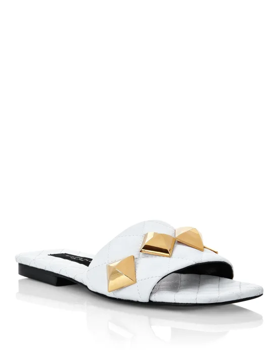Matelassè Sandals Flat Studs