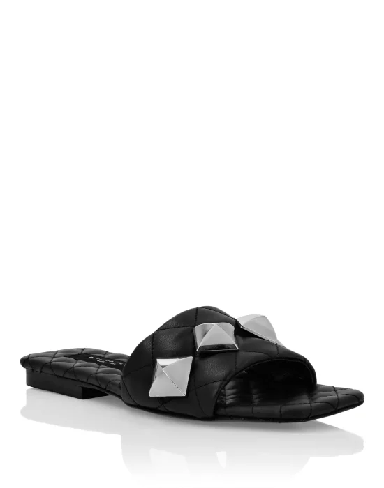 Matelassè Sandals Flat Studs