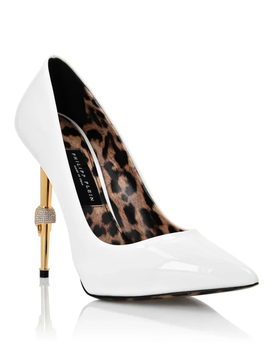 Skull Heel Patent Leather Pumps