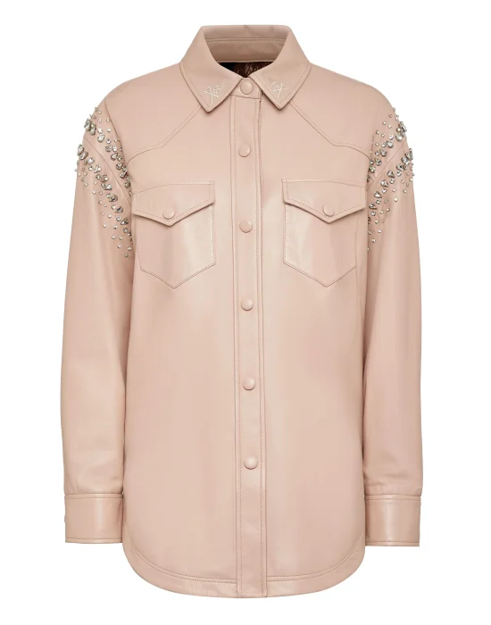 Oversize Leather Shirt Crystal