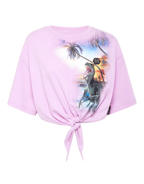 Cropped T-shirt Round Neck Hawaii