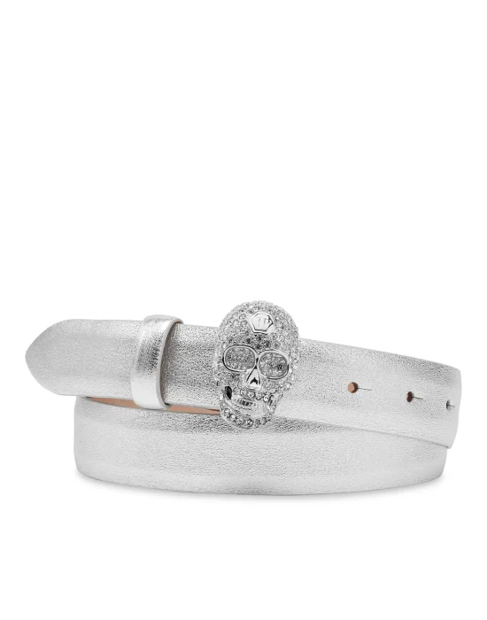 Leather Glitter Belt Skull