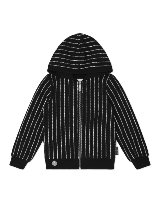 Cropped Hoodie Sweatjacket Crystal