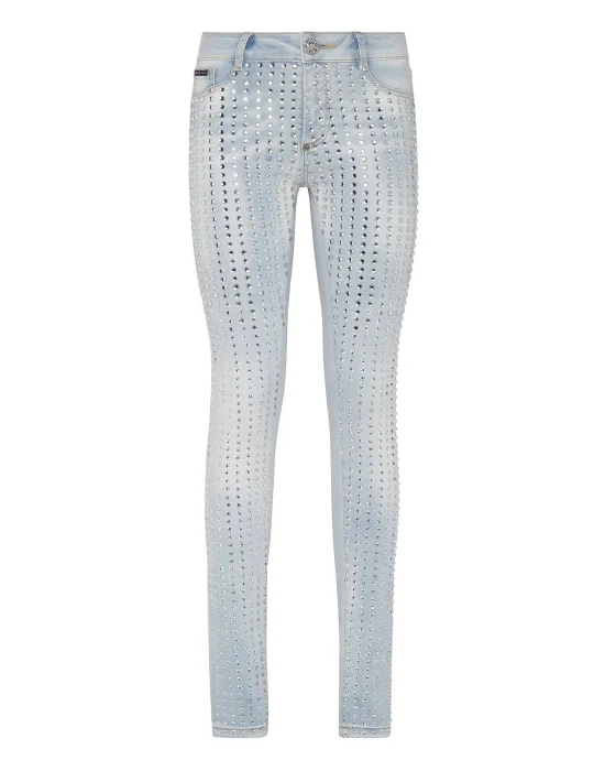 Denim Jeggins Crystal Pinstripe