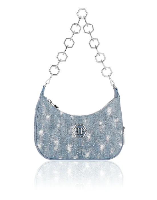 Denim Shoulder Bag Monogram Strass