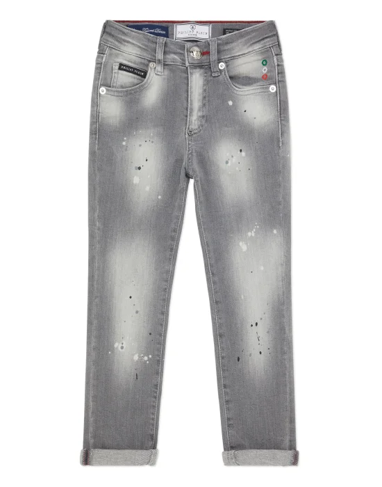 Denim Skinny Fit Trousers Italic Plein