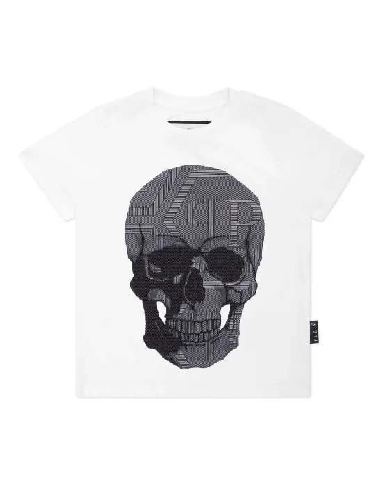 Jersey T-shirt Round Neck SS Strass Skull