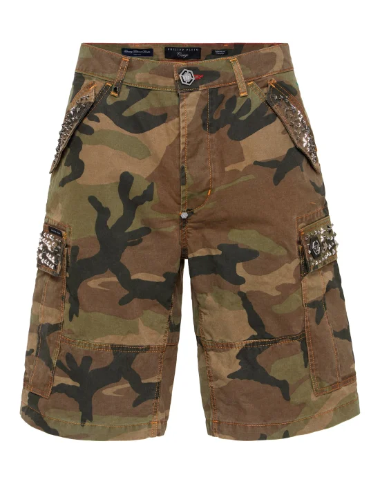 Denim Cargo Shorts Studs