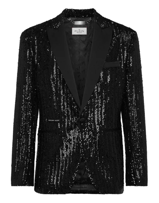 Paillettes Herringbone Blazer Gothic Plein