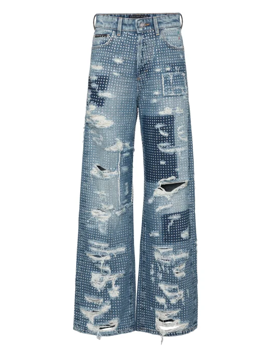 Skater Fit Row Denim Trousers Studs