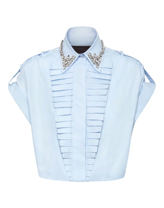 VOLANT CROPPED SHIRT SS STRASS