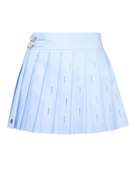 Pleated Mini Skirt Strass Skull