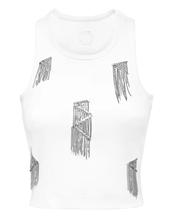 Jersey Rib Tank Top Fringe