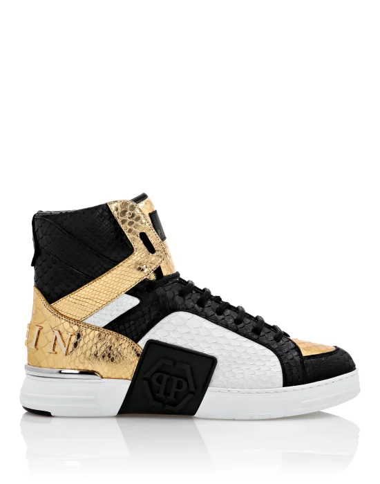PHANTOM KICK$ Python Leather Hi-Top Sneakers