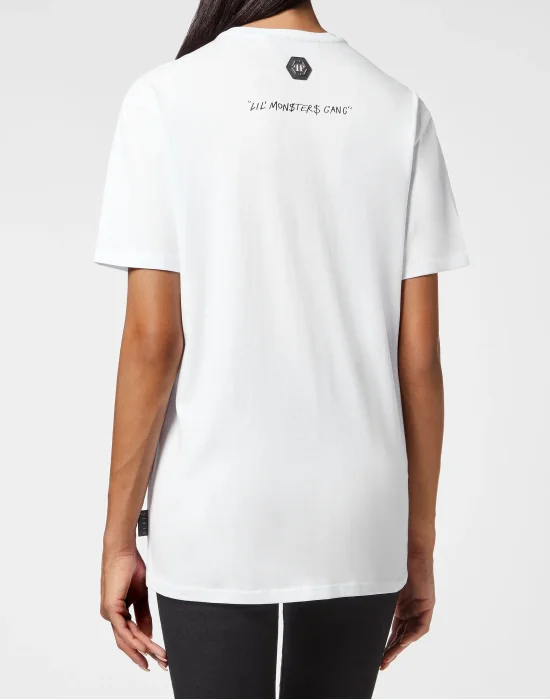 T-shirt Round Neck SS Man Fit Monsters with Crystals