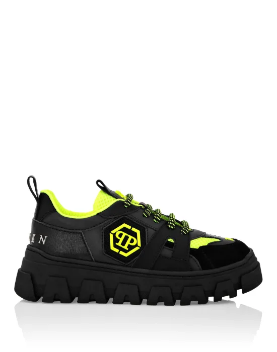 LO-TOP SNEAKERS MIX MATERIALS HEXAGON NEON