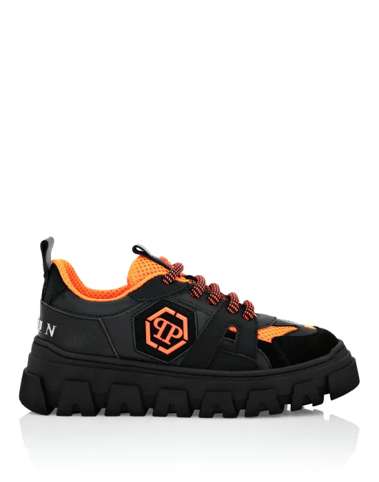 LO-TOP SNEAKERS MIX MATERIALS HEXAGON NEON