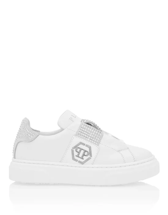 LEATHER SLIP ON HEXAGON AND RHINESTONE