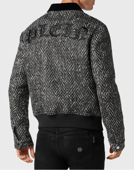 Chevron Collared Bomber Gothic Plein
