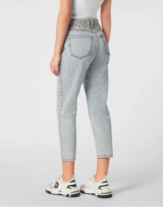 Denim Trousers Mom Fit Studs & Stones