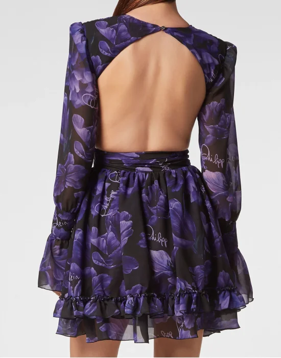 Chiffon Mini Dress Flowers