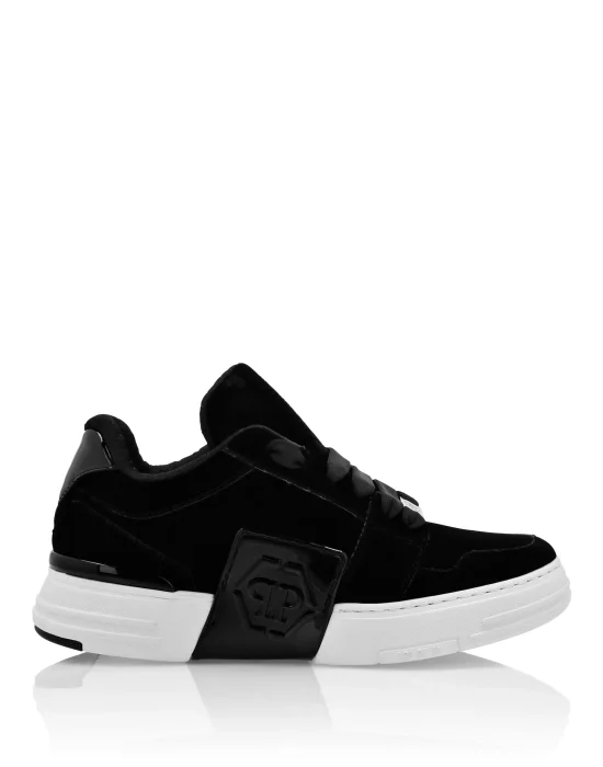 Patent Leather & Velvet Lo-Top Sneakers Hexagon
