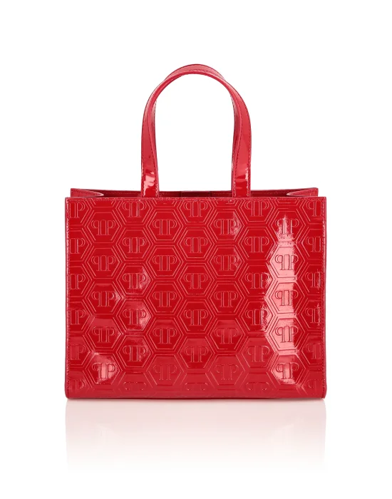 Patent Leather Medium Handle Bag Monogram