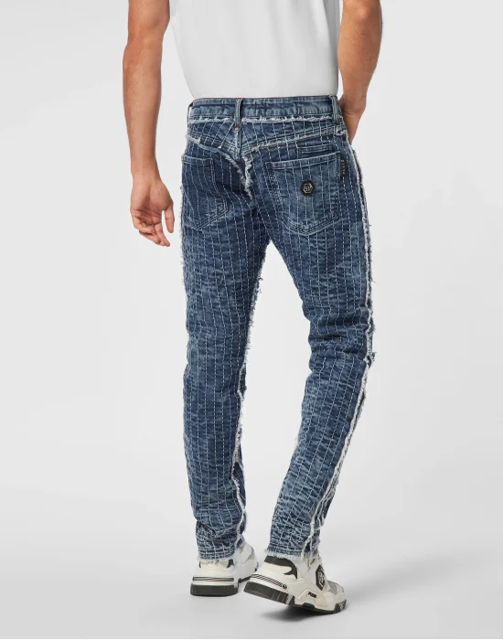 Denim Trousers Super Straight Cut Destroyed