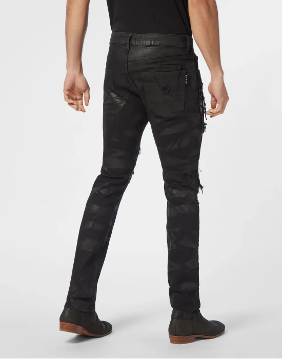 Denim Rock Star Trousers Strass