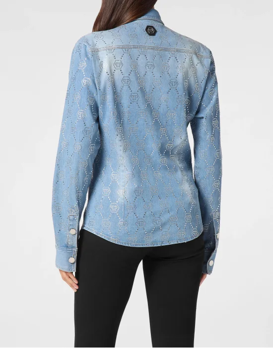 Denim Shirt Long-Sleeve Strass Monogram