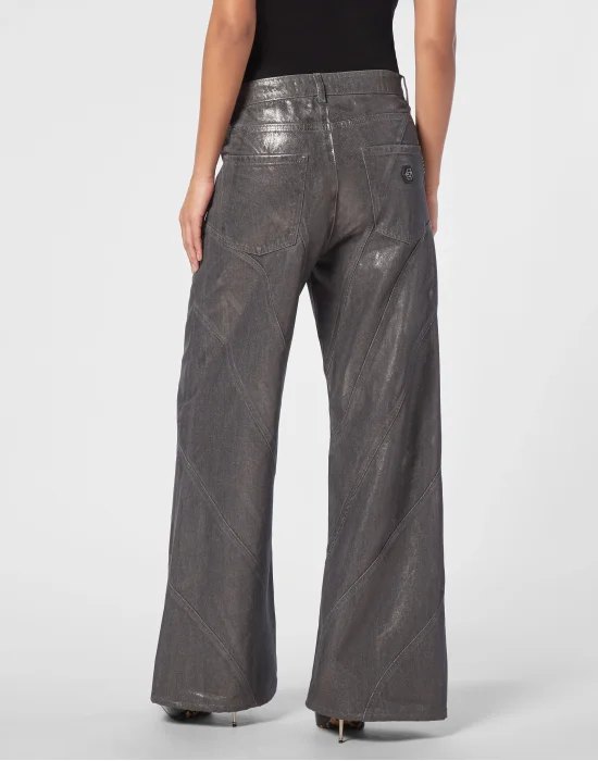 Denim Laminated Multicutting Trousers Skater Fit