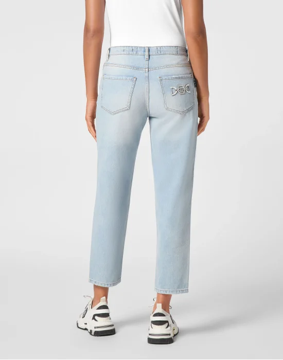 Denim Trousers Mom Fit Hexagon