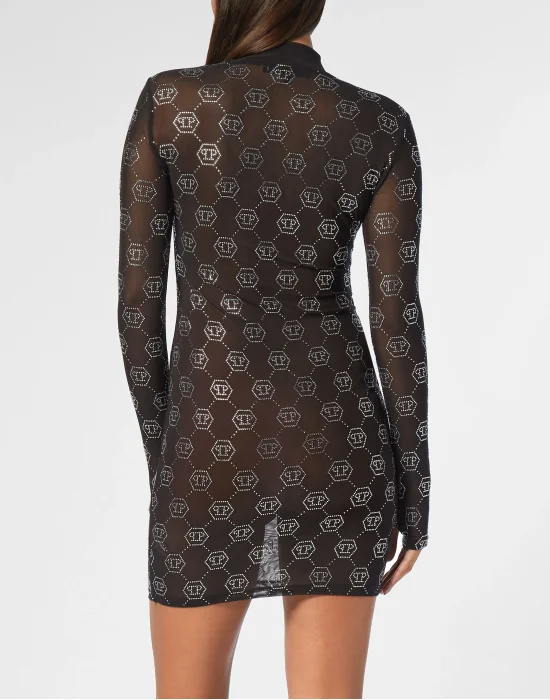 Tulle Midi Dress Strass Monogram