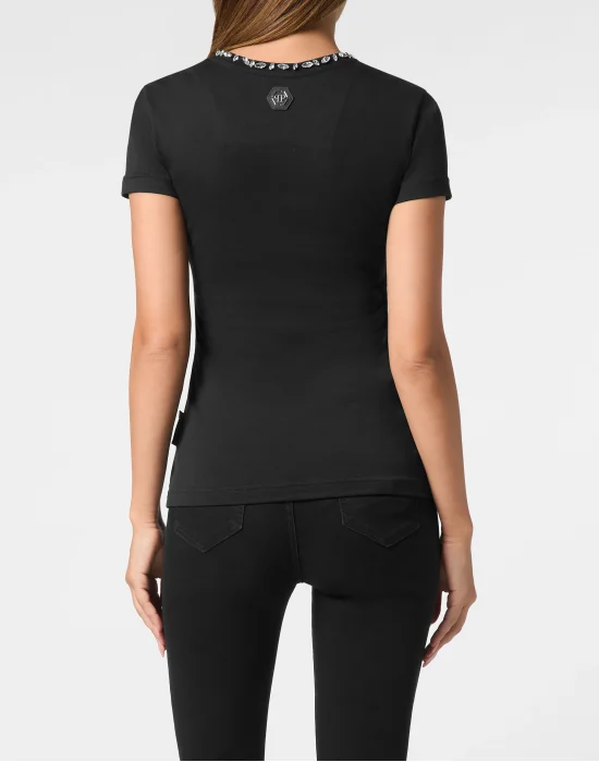 T-shirt Round Neck SS Skull Strass