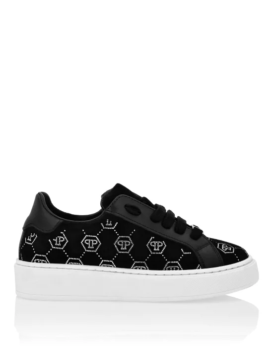 Suede Lo-Top Sneakers Monogram Strass