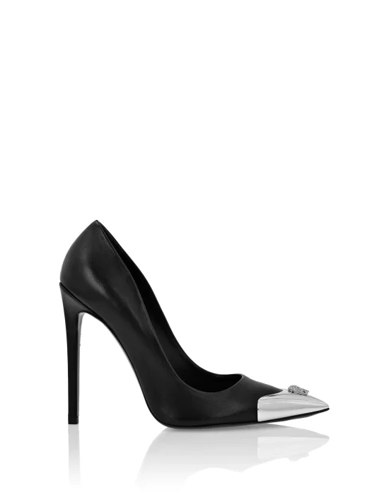 Nappa Leather Decollete Hi-Heels Skull strass
