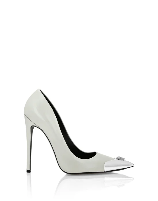 Nappa Leather Decollete Hi-Heels Skull strass