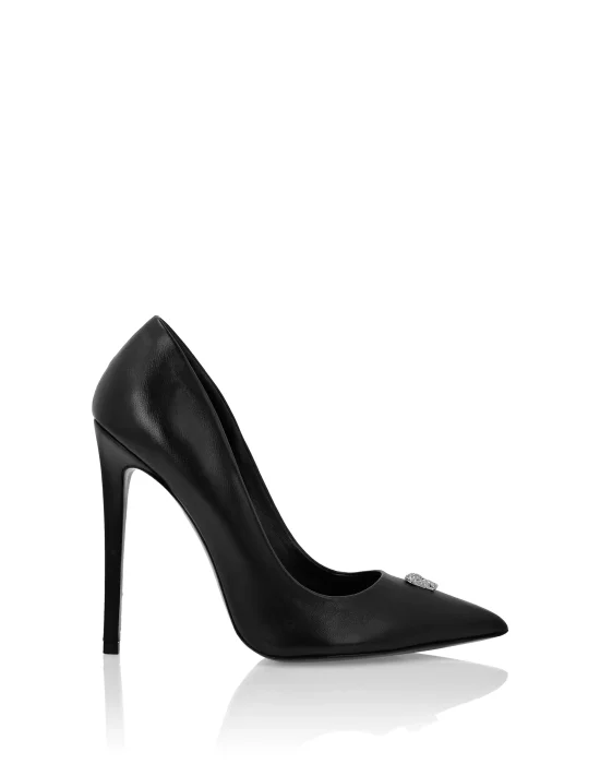 Nappa Leather Decollete Hi-Heels Skull strass