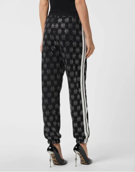 Washed Fleece Joggers Monogram Strass