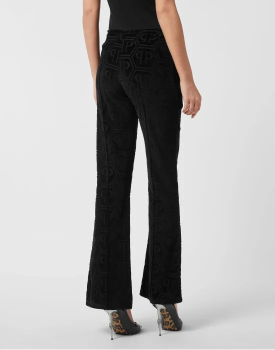 Flared Jogging Pants Jacquard Monogram