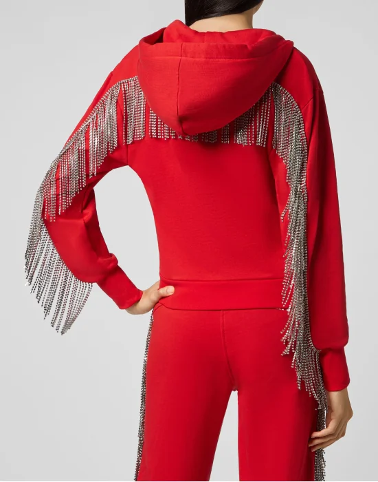 Hoodie Sweatjacket Crystal Fringe