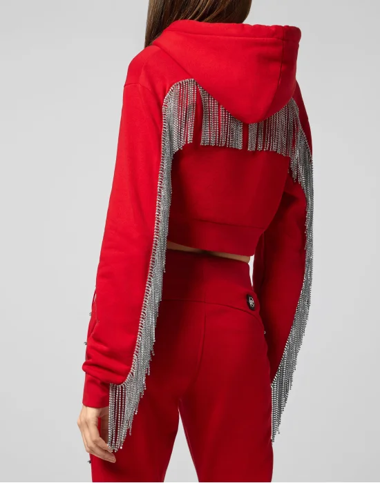 Hoodie Sweatjacket Crystal Fringe