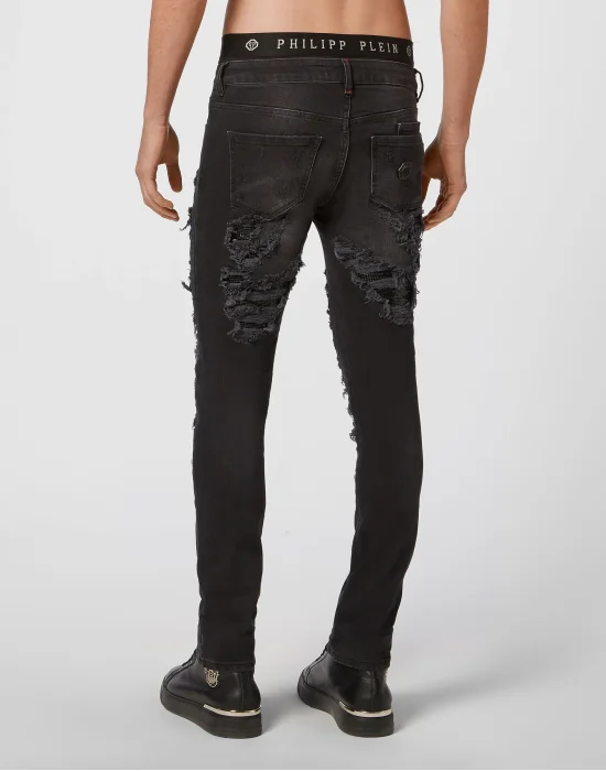 Denim Slim Fit with Metal mesh