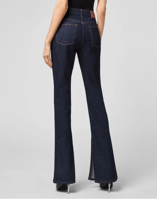 Denim Trousers Flare Fit Chains