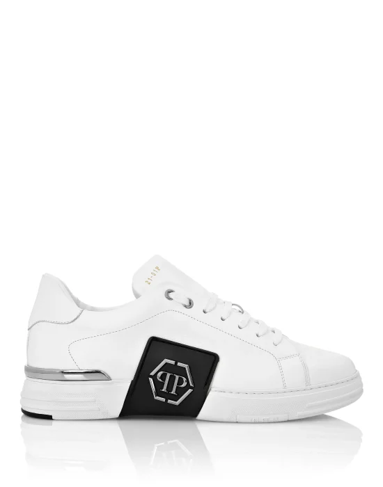 LO-TOP SNEAKERS PHANTOM KICK$ LEATHER Platinum HEXAGON