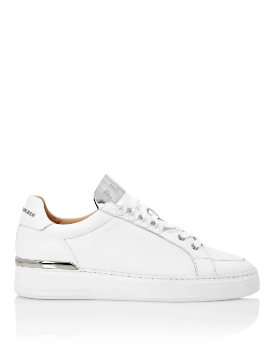 LO-TOP SNEAKERS SILVER $URFER LEATHER
