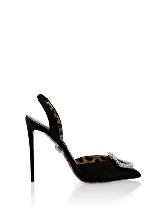 Satin Decollete slingback Hi-Heels Crystal Hexagon